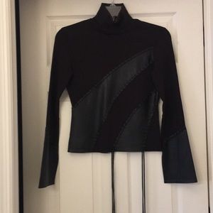 Essendi longsleeved top with faux leather accents